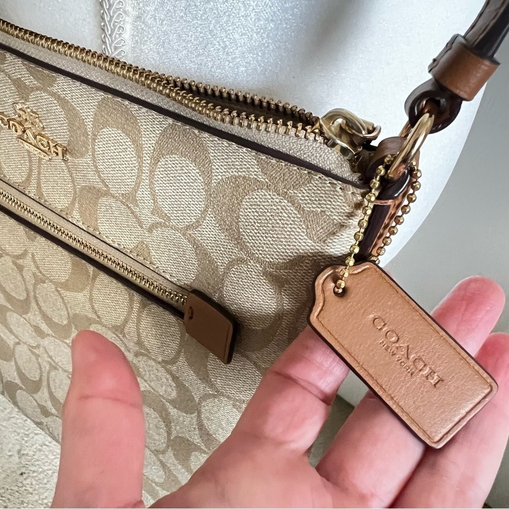 Coach Rowan File Bag Signature Canvas Crossbody Khaki Saddle C1554 - Picture 6 of 14